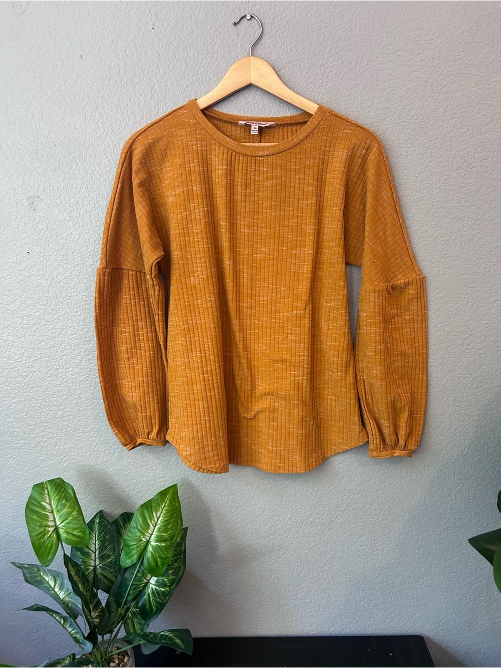 Juicy Couture Mustard Ribbed Crewneck Top